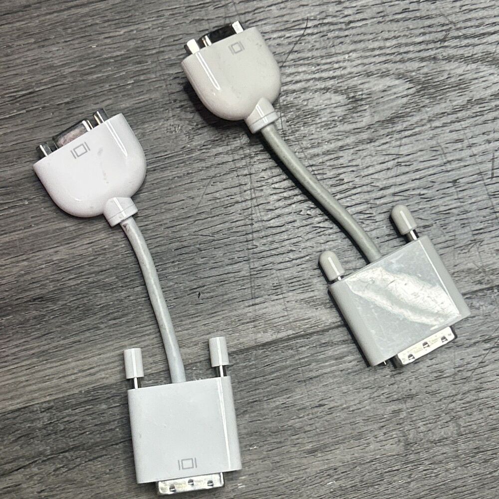 2 Apple DVI-I Male to VGA-Female Monitor Adapter Cable Connectors Projector Used
